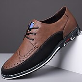 baratos Semi-formal-sapatos oxford masculinos de couro sintético bicolor – design com cadarço e detalhes brogue, elegantes e confortáveis para ocasiões casuais e formais