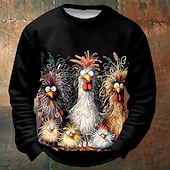 baratos Moletons 3D masculinos-Halloween Homens Galinha camisolas Moletom Manga Longa Moletom Gola Redonda Engraçado impressao 3D Festa dia das Bruxas Feriado Crewneck Inverno Primavera &amp; Outono