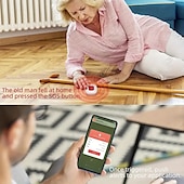 رخيصةأون أجهزة الاستشعار الأمنية وأجهزة الإنذار-زر اتصال SOS ذكي يعمل بالواي فاي، جهاز إرسال تنبيه هاتفي لاسلكي لمقدم الرعاية، زر اتصال طوارئ للمريض المسن