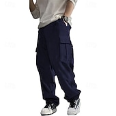 cheap Cargo Pants-Men's Cargo Pants Corduroy Pants Trousers Straight Leg Sweatpants Elastic Waist Drawstring Multi Pocket Plain Wearable Outdoor Daily Camping &amp; Hiking Fashion Classic Black Army Green