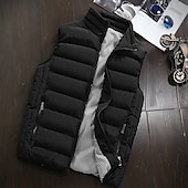 preiswerte Herren Steppweste-Herren Puffer Weste Weste Täglich Verabredung Urlaub Modisch Brautkleider schlicht Herbst Winter Tasche Polyester warm halten Komfortabel Glatt Gesteppt Reisverschluss Ständer Regular Fit Schwarz