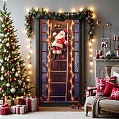 abordables Couvre-portes de Noël-bannière de noël décorations de porte de Noël, couvertures de porte, échelle de Père Noël, tapisserie de porte, , décoration, toile de fond, bannière de porte pour porte d&#039;entrée