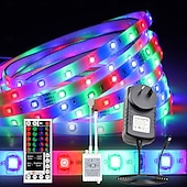 baratos Controlo Remoto-luzes de tira de led flexíveis rgb 5m luzes tiktok 300 leds 2835 8mm ir 44key controle remoto conectável autoadesivo mudança de cor