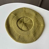 levne Party klobouky-Klobouky Polyester Baret 30. léta Se širší krempou Ležérní Dovolená Čajový dýchánek Dámský den Elegantní Jednoduchý retro S Čistá Barva Barevně dělené Přílba Pokrývky Hlavy