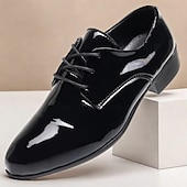 cheap Semi-Formal-Men&#039;s Shiny Gold Lace-Up Dress Shoes - Sleek Formal Oxford Shoes for Parties, Events, and Performances