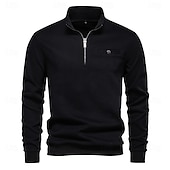 economico Felpe di base-felpe con collo finto e cerniera a un quarto da uomo, casual, sociali, tascabili, leggere, con collo alto, per uomo