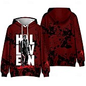 tanie Bluzy-Halloween Michael Myers Bluza z Kapturem Nadruk Graficzny Na Dla par Męskie Damskie Dla dorosłych Halloween Karnawał Bal maskowy Druk 3D Codzienne
