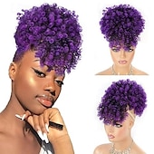 abordables Chignons-chignons Chignon A Clipser Cheveux Synthétiques Pièce de cheveux Extension des cheveux Afro bouclé Soirée du quotidien Usage quotidien Auburn Rouge Bordeaux Violet
