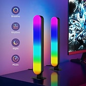Недорогие Умный ночной свет-2 упаковки светодиодного умного света Bluetooth настольный атмосферный свет RGB цветные игровые компьютерные светодиоды с захватом музыки управление APP для киберспортивной настройки