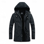 preiswerte Herrenjacken &amp; Herrenmäntel-Herren Winterjacke Fleecejacke Freizeitjacke Täglich Urlaub warm Tasche Vlies Herbst Winter Glatt Modisch Strassenmode Mit Kapuze Standard Schwarz Khaki Armeegrün Jacken