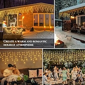 abordables Lumières d&#039;Halloween-Guirlande lumineuse pour rideaux d&#039;Halloween, 36 guirlandes lumineuses suspendues en forme de glaçons, 5 m, 216 LED, 8 modes d&#039;éclairage, pour Noël, mariage, fête, vacances, fenêtre, maison, mur,