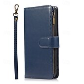 cheap iPhone Cases-Phone Case For iPhone 16 Pro Max Plus iPhone 15 Pro Max Plus iPhone 14 13 12 11 Pro Max Mini SE X XR XS Max 8 7 Plus Back Cover with Stand Holder Zipper with Wrist Strap Retro TPU PU Leather