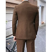 お買い得  ブレザー＆ジャケット-男性用 ブレザージャケット ノッチカラー ヴィンテージ オフィス ヘリンボーン アーミーグリーン ブラック カーキ色 テイラーフィット シングルブレスト 2つボタン