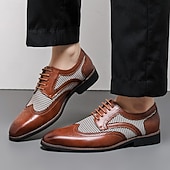 Недорогие Броги-мужские коричневые оксфорды из искусственной кожи с узором «гусиная лапка» и деталями в стиле «брог» — классические туфли для деловых встреч и свадеб