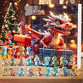 cheap Advent Calendar-Christmas Advent Calendar Ornaments,2D Acrylic Cute Dragon Baby 24pcs Christmas Ornament Kit Gift 24 Days Countdown Mini Hanging Tree Xmas Ornaments for Christmas Party Decorations
