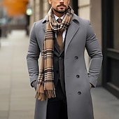preiswerte Herren-Blazer &amp; -Anzüge-Herren Wintermantel Wollmantel Mantel Outdoor Freizeitskleidung Herbst Winter Polyester warm Oberbekleidung Bekleidung Modisch Strassenmode Glatt Tasche Kargen Doppelreihiger Verschluss