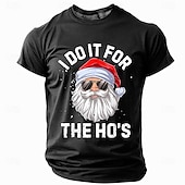 cheap Funny Christmas Outfit-Christmas Men&#039;s Funny Christmas 3D T-shirts Santa Claus Fashion Athleisure 3D Print Tee Party Street Light Blue Black Light Green Short Sleeve Crew Neck Summer Spring Clothing Apparel S M L XL