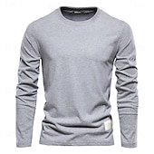 preiswerte Basic-T-Shirts-Männlich Langarm Runden Frühling &amp; Herbst Einfarbig Lässig Alltagstauglich Dunkelgrau Weiß Schwarz Top T-Shirt für Herren