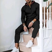 abordables sudaderas basicas-Hombre Sudadera Tracksuit Negro Blanco Azul Real Caqui Gris Con Capucha Plano 2 Piezas Deporte Diario Festivos Ropa de calle Básico Casual Primavera &amp; Otoño Ropa Sudaderas con capucha Sudaderas