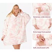 cheap Wearable Blanket-Wearable Blanket Hoodie for Women Men Kids, Oversized Hooded Blanket, Super Warm Soft Sherpa Blanket Sweatshirt, Peach Tie-Dye