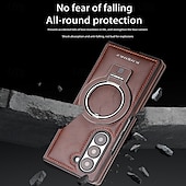 お買い得  サムスン用ケース-Samsung Galaxy Z Fold 6 Z Fold 5 Z Fold 4 Z Fold 3 用のスタンドホルダー付きバックカバー、ワイヤレス充電対応、ショックプルーフ、レトロTPU PUレザー