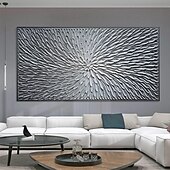voordelige Schilderijen van bloemen/planten-getextureerde zilveren abstracte schilderkunst handgemaakte getextureerde bloem olieverfschilderij op canvas groot pattle mes olieverfschilderij wandkunst abstracte minimalistische kunst schilderij