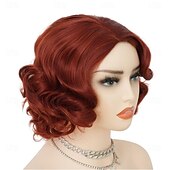 abordables Pelucas históricas-Pelucas cortas de los años 20 para mujeres peluca de ondas de dedo peluca sintética natural disfraz de cosplay peluca flapper de carnaval Halloween