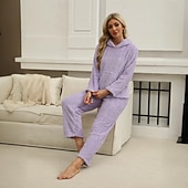 levne Kigurumi pyžama-Dospělé Pevná barva Pyžama Noční přádlo Overalová pyžama Kigurumi pyžamo Pyžama Pro Dámské denní nošení Karikatura