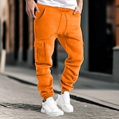 baratos Calças Desportivas-Homens Calças Cargo Calças Calça de moletom cargo Cintura elástica Bolso multi Punho com Elástico Tecido Vestível Ao ar livre Diário Acampar e Caminhar Moda Clássico Preto Amarelo