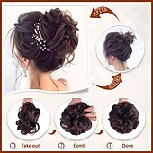 economico Chignon-Chignon Chignon Con clip Capelli sintetici Pezzo di capelli Estensione capelli Ondulato Feste Giornaliero Da tutti i giorni Marrone Medio Castano Castano dorato