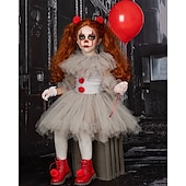halpa Tyttöjen Halloween-asut-Lapset Tyttöjen Mekko Cosplay mekko Cosplay Custom Yhtenäinen väri Hihaton Suoritus Juhla Halloween juhla Silmukka Prinsessa Cosplay-asu Halloween Custom Polyesteri Polvipituinen A linjainen mekko