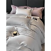 economico Collezione d&#039;elite-Set copripiumino da 4 pezzi, 100% cotone biologico, tessuto morbido e traspirante, include copripiumino e federe per un sonno confortevole.