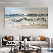 preiswerte Landschaftsgemälde-Manuell Handgemacht Hang-Ölgemälde Handgemalte Horizontales Panorama Abstrakt Landschaft Modern Realismus Ohne Innenrahmen (ohne Rahmen)
