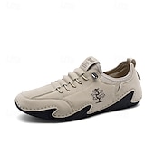 baratos Ténis para Homem-Homens Tênis sapatos feitos à mão Microfibra Confortável Antiderrapante Com Cadarço Preto Bege Cinzento