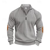 levne Dovolená-Pánské Polo na čtvrt zip Golfová košile Denní Dovolená Čtvrtletní zip Dlouhý rukáv Módní Moderní Barevné bloky Slátanina Jaro &amp; podzim Běžný Námořnická modř Světle šedá Armádní zelená Meruňková Polo