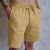 baratos Clássico-Homens Calção Shorts de verão Shorts de praia Bolsos Com Cordão Cintura elástica Tecido Conforto Respirável Curto Casual Feriado Para Noite Moda Roupa de rua Preto Branco