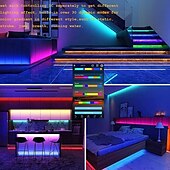 رخيصةأون إضاءات نيون LED-شريط إضاءة نيون RGB مقاوم للماء بطول 2-5 أمتار مع إضاءة بكسل قوس قزح قابلة للعنونة ومزود بشبكة واي فاي &amp;التحكم في التطبيق ومزامنة الموسيقى لعلامة LED DIY &amp;ديكورات حائط dc12v ws2811
