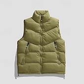 economico Gilet-Per uomo Smanicato Gilet imbottito Gilet Giornaliero Appuntamento Da mare Di tendenza Informale Autunno inverno Tasche Poliestere Tenere al caldo Comodo Liscio Cerniera Colletto alla coreana Standard