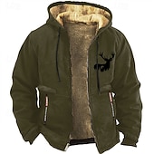 זול הודיות ציד-Men's Cowboy Deer Sweatshirt Long Sleeve Sweatshirts  Hooded Vintage Western Style Vacation Going out Fall &amp; Winter Black Brown Green Clothing Apparel Designer Graphic Print S M L XL XXL XXXL