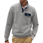 abordables Sudaderas Básicas_-Hombre Sudadera Negro Blanco Verde Oscuro Gris Claro Gris Oscuro Cuello Mao Bloque de color Jacquard Retazos Bolsillo Estriado Deporte Diario Festivos Poliéster Texturizado Ropa de calle Básico Casual