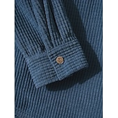 cheap Men&#039;s  Overshirts-Men&#039;s Shirt Waffle Shirt Overshirt Plain Outdoor Street Light Blue Black Blue Green Long Sleeve Hooded Winter Spring &amp;  Fall Clothing Apparel