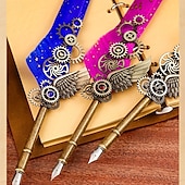 preiswerte Mal-, Zeichen- und Künstlerbedarf-1 Set Geschenkbox, Federkiel, Kalligraphie-Stift und Tintenschreiber-Set, antikes Schreiben, Quilt-Tintenfeder, mechanisches Getriebe, Steampunk-Federkiel zum Zeichnen, Signieren und für