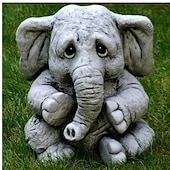 cheap Garden Sculptures&amp;Statues-Elephant Figurine Ornament - Resin Animal Garden Statue for Outdoor, Patio, Home Decor - Versatile Hanging Attachment for All Season Celebrations Including Christmas, Halloween, Easter