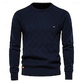 preiswerte Herrenpullover-Argyle Basic Herrenpullover einfarbig Oansatz Langarm Strickpullover Herren Wintermode neue warme Pullover für Männer
