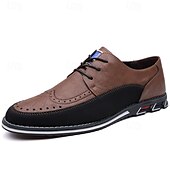 baratos Semi-formal-sapatos oxford masculinos de couro sintético bicolor – design com cadarço e detalhes brogue, elegantes e confortáveis para ocasiões casuais e formais