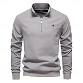 economico Felpe di base-felpe con collo finto e cerniera a un quarto da uomo, casual, sociali, tascabili, leggere, con collo alto, per uomo