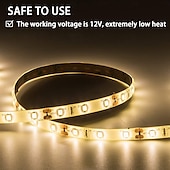 abordables Bandes lumineuses à brancher-Bande lumineuse LED 12 V DC 5,5 x 2,1 mm, connecteur SMD 2835, 16,6 pi, 5 mètres, ruban lumineux adapté à la maison, à la cuisine, aux fêtes, à Noël, etc. (sans adaptateur secteur)
