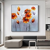 preiswerte Blumen-/Botanische Gemälde-handgefertigtes Ölgemälde auf Leinwand, Wandkunst, Dekoration, modern, kleine frische Blumen, Pflanzen, Gänseblümchen für Zuhause, Tanzstudio, Dekor, gerolltes, rahmenloses, ungedehntes Gemälde