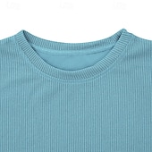 billige Vaffelstrikket T-skjorte-Herre Genser Vaffelstrikket T-skjorte T-skjorte Langermet skjorte Langermet Crew-hals Vår &amp; Vinter Kryss-sesonger Helfarge Ferie Daglig Fritid Klassisk Stil utendørs Gate Avslappet Lyseblå Aprikos Grå