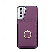 Недорогие Чехлы для Samsung-телефон Кейс для Назначение S24 Ultra Plus S23 S22 S21 S20 Ultra Plus FE A55 5G A14 A54 A72 А73 А53 A71 A12 Кейс на заднюю панель со стендом Кольца-держатели Разъем для карты Ретро ТПУ Кожа PU